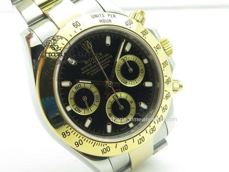 Daytona 116523 SS YG Black Dial On SS YG Bracelet A7750 JF