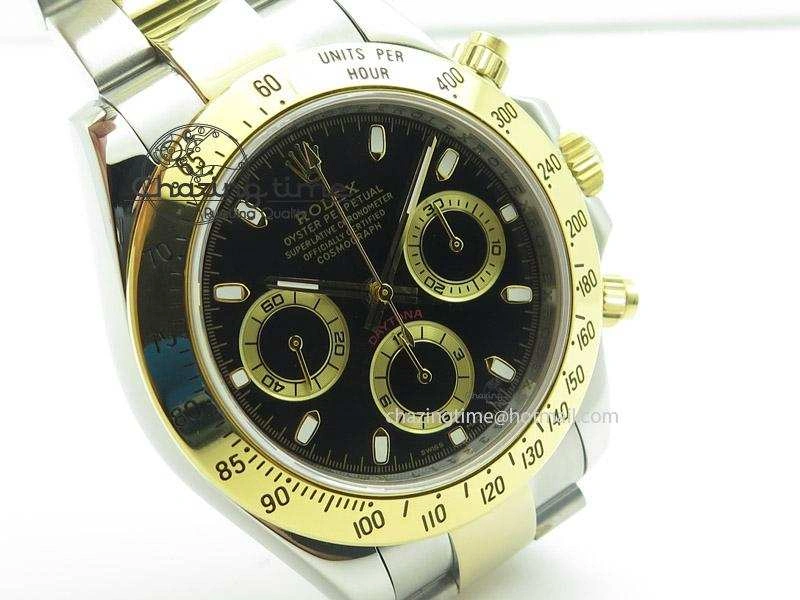 Daytona 116523 SS YG Black Dial On SS YG Bracelet A7750 JF