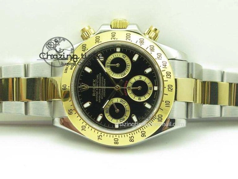 Daytona 116523 SS YG Black Dial On SS YG Bracelet A7750 JF
