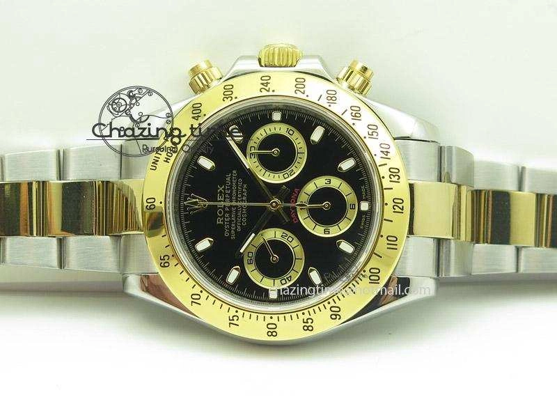 Daytona 116523 SS YG Black Dial On SS YG Bracelet A7750 JF