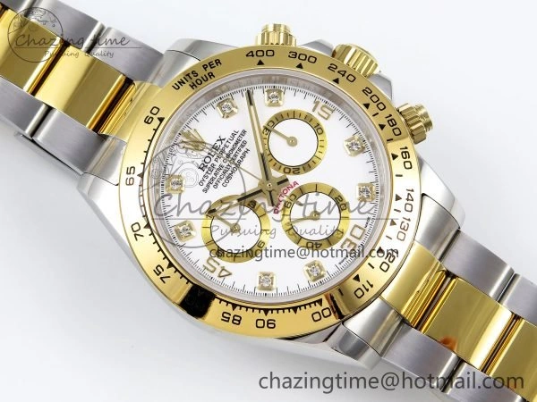 Daytona 116523 SS YG VRF 1:1 Best Edition White Diamonds Dial on SS YG Bracelet A7750