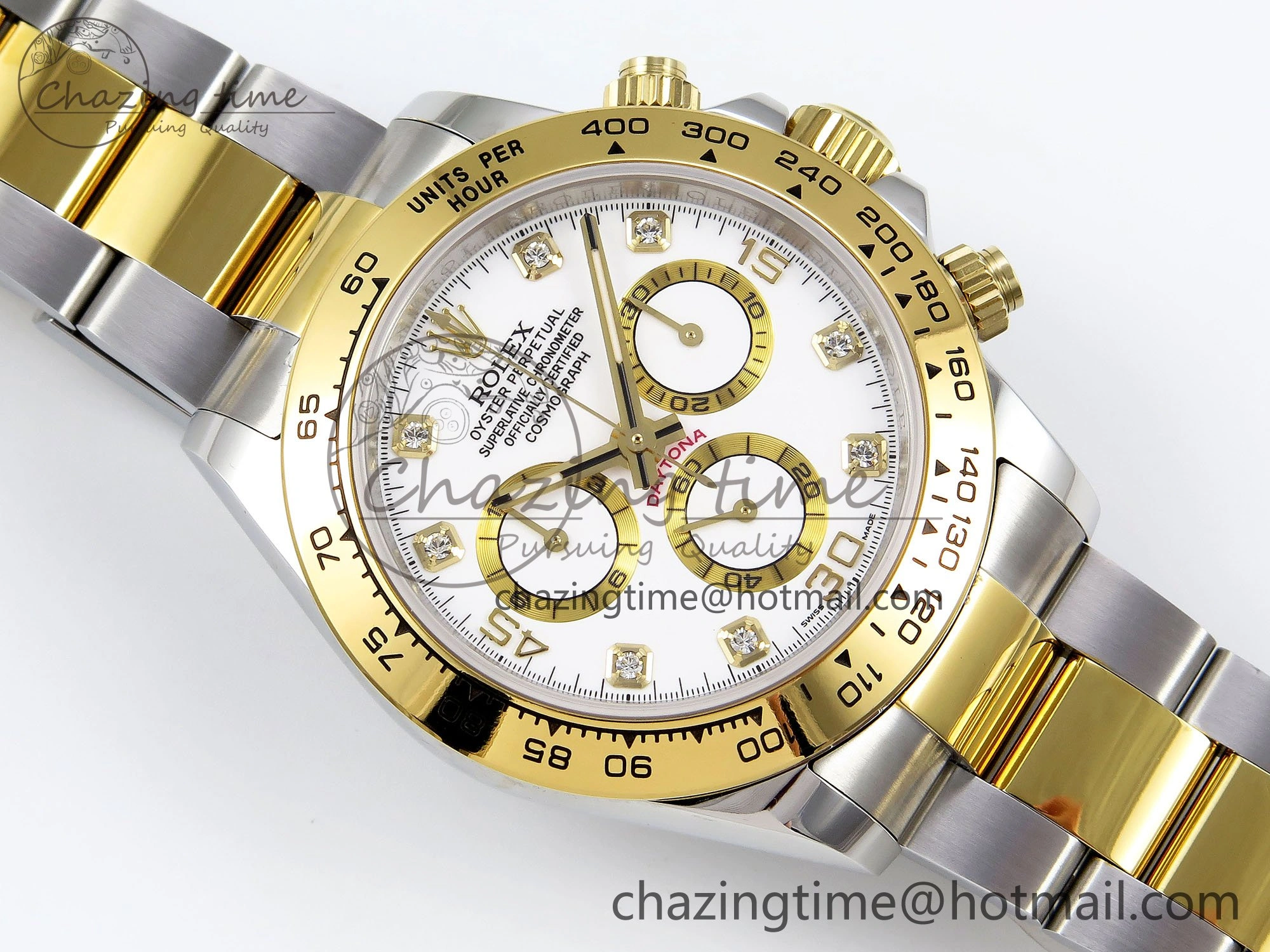 Daytona 116523 SS YG VRF 1:1 Best Edition White Diamonds Dial on SS YG Bracelet A7750