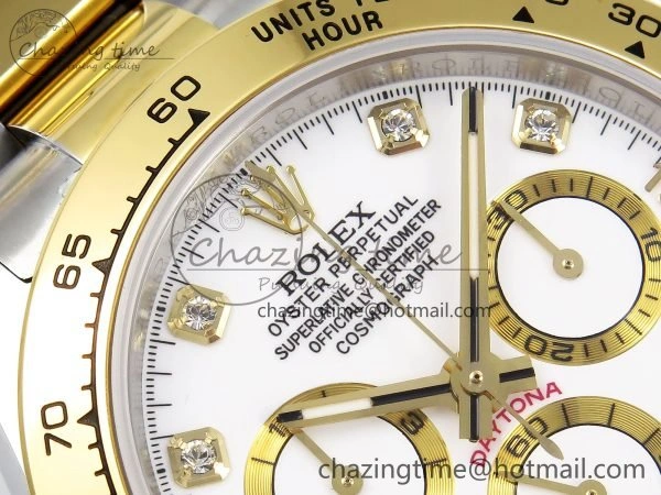 Daytona 116523 SS YG VRF 1:1 Best Edition White Diamonds Dial on SS YG Bracelet A7750