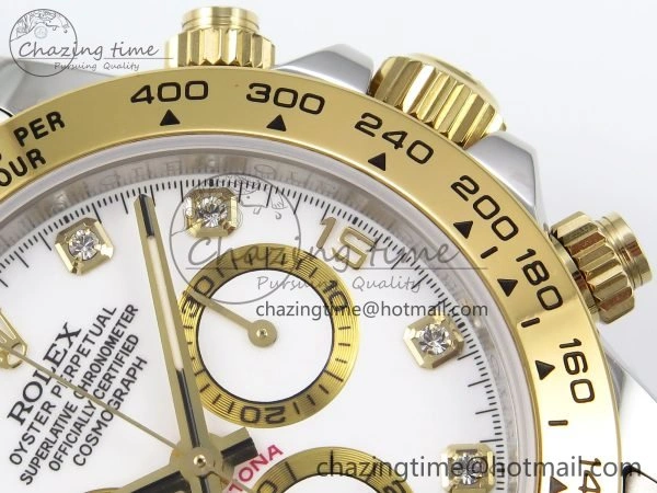 Daytona 116523 SS YG VRF 1:1 Best Edition White Diamonds Dial on SS YG Bracelet A7750