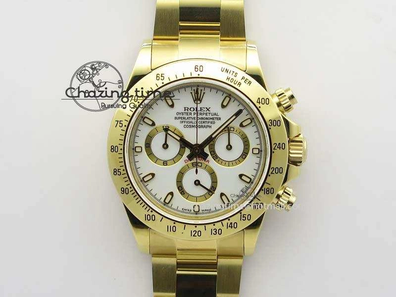 Daytona 116523 YG JF Best Edition White Dial On YG Bracelet A7750