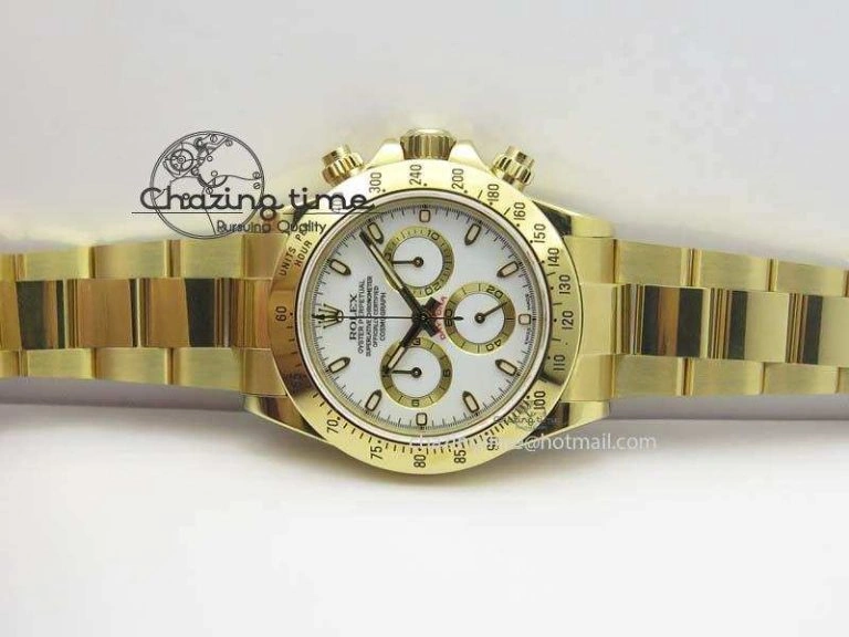 Daytona 116523 YG JF Best Edition White Dial On YG Bracelet A7750