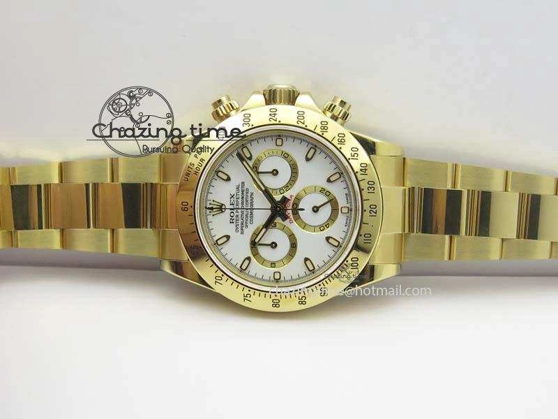 Daytona 116523 YG JF Best Edition White Dial On YG Bracelet A7750