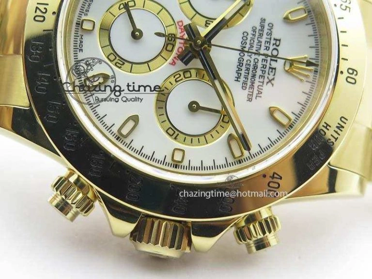 Daytona 116523 YG JF Best Edition White Dial On YG Bracelet A7750