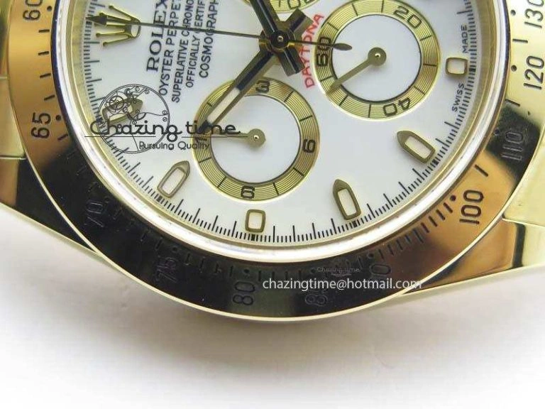 Daytona 116523 YG JF Best Edition White Dial On YG Bracelet A7750