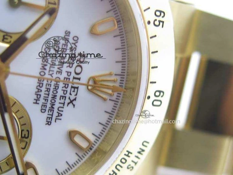 Daytona 116523 YG JF Best Edition White Dial On YG Bracelet A7750