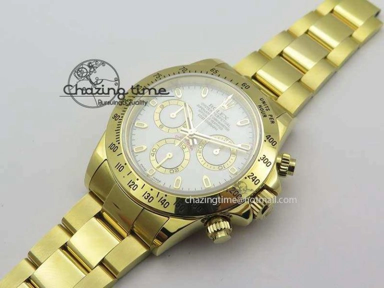 Daytona 116523 YG JF Best Edition White Dial On YG Bracelet A7750