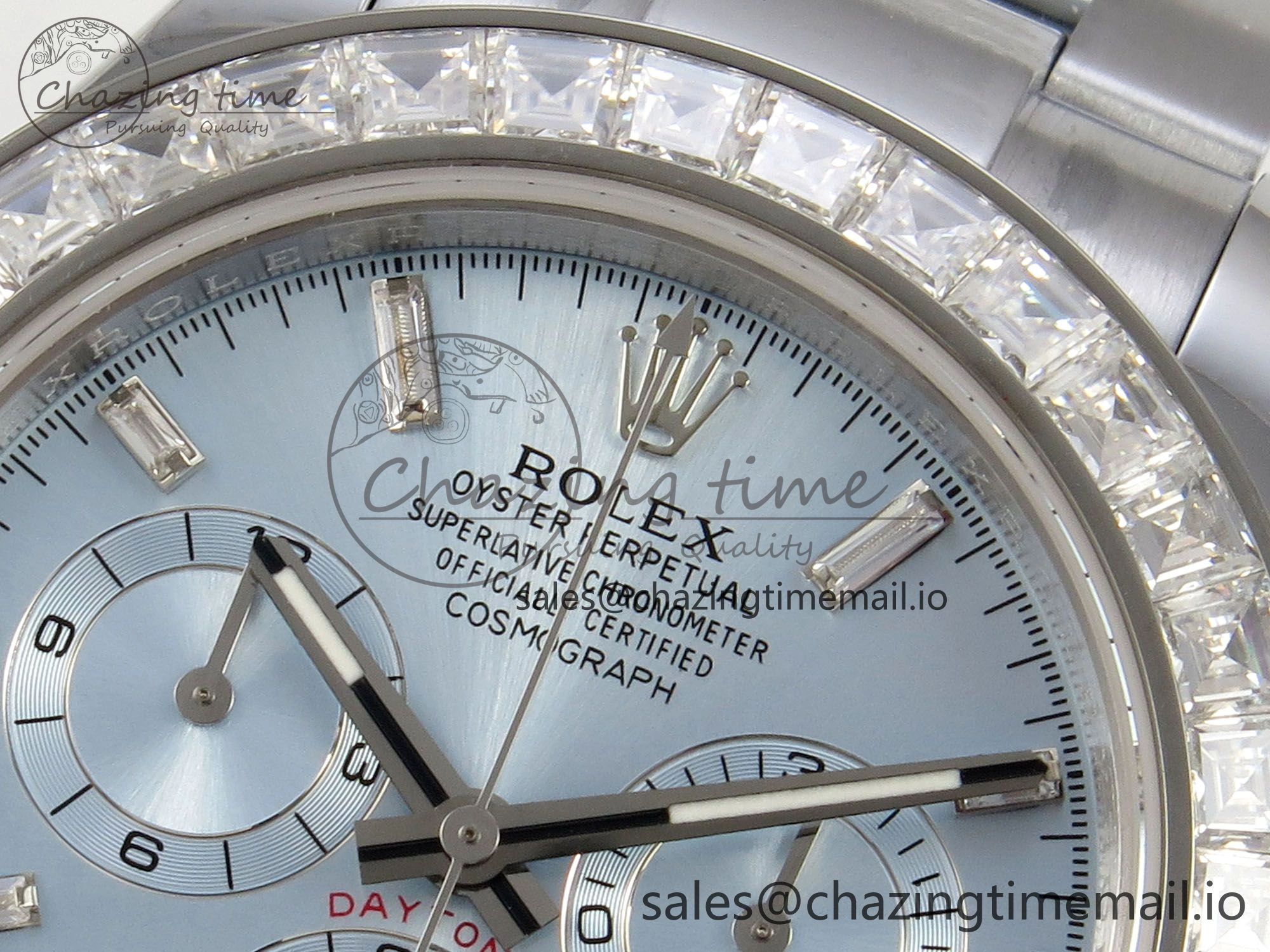 Daytona 116576TBR 3CF 1:1 Best Edition diamonds Bezel Ice Blue Dial on SS Bracelet SH4130 V2(Mod Version)