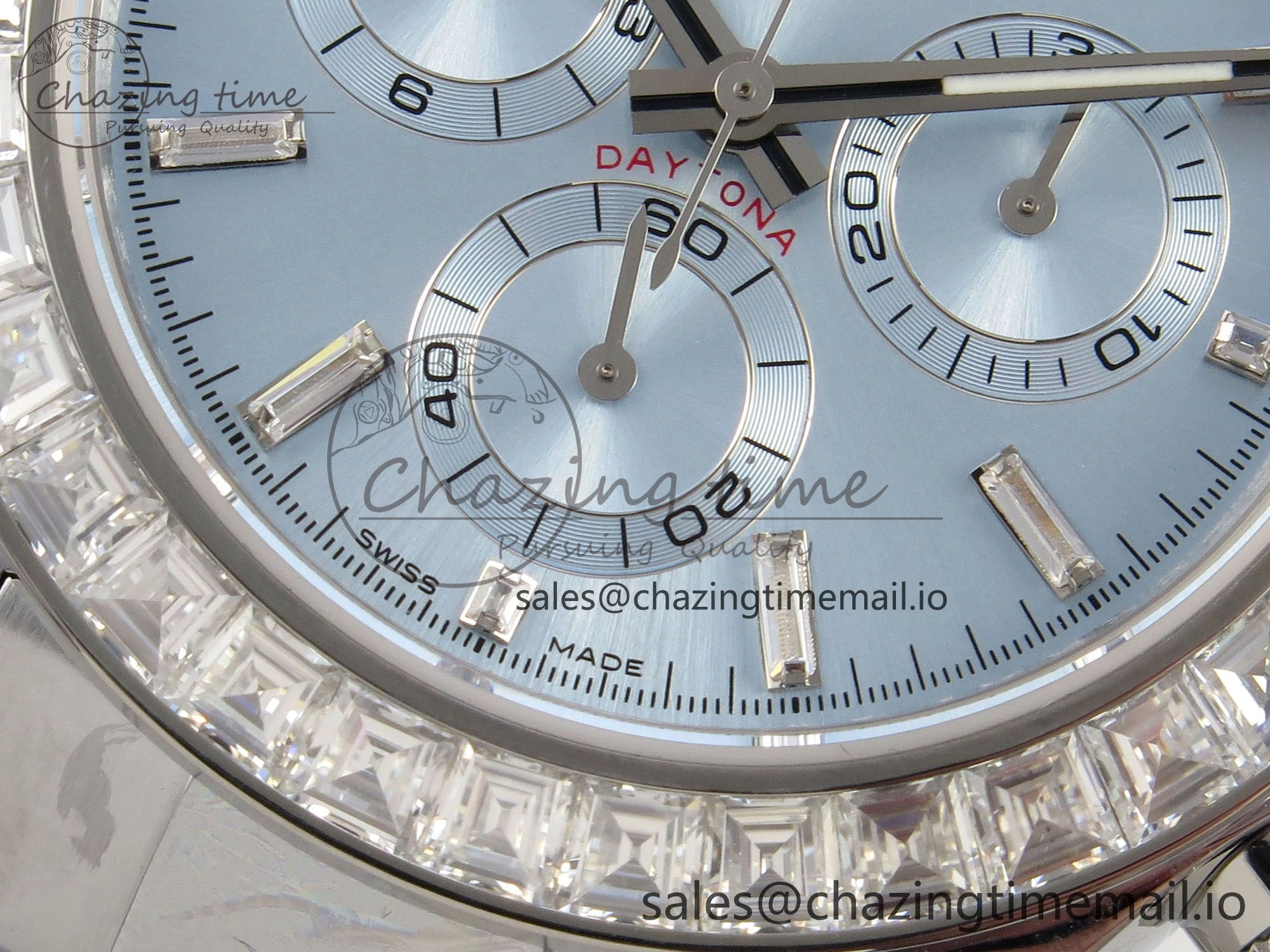 Daytona 116576TBR 3CF 1:1 Best Edition diamonds Bezel Ice Blue Dial on SS Bracelet SH4130 V2(Mod Version)