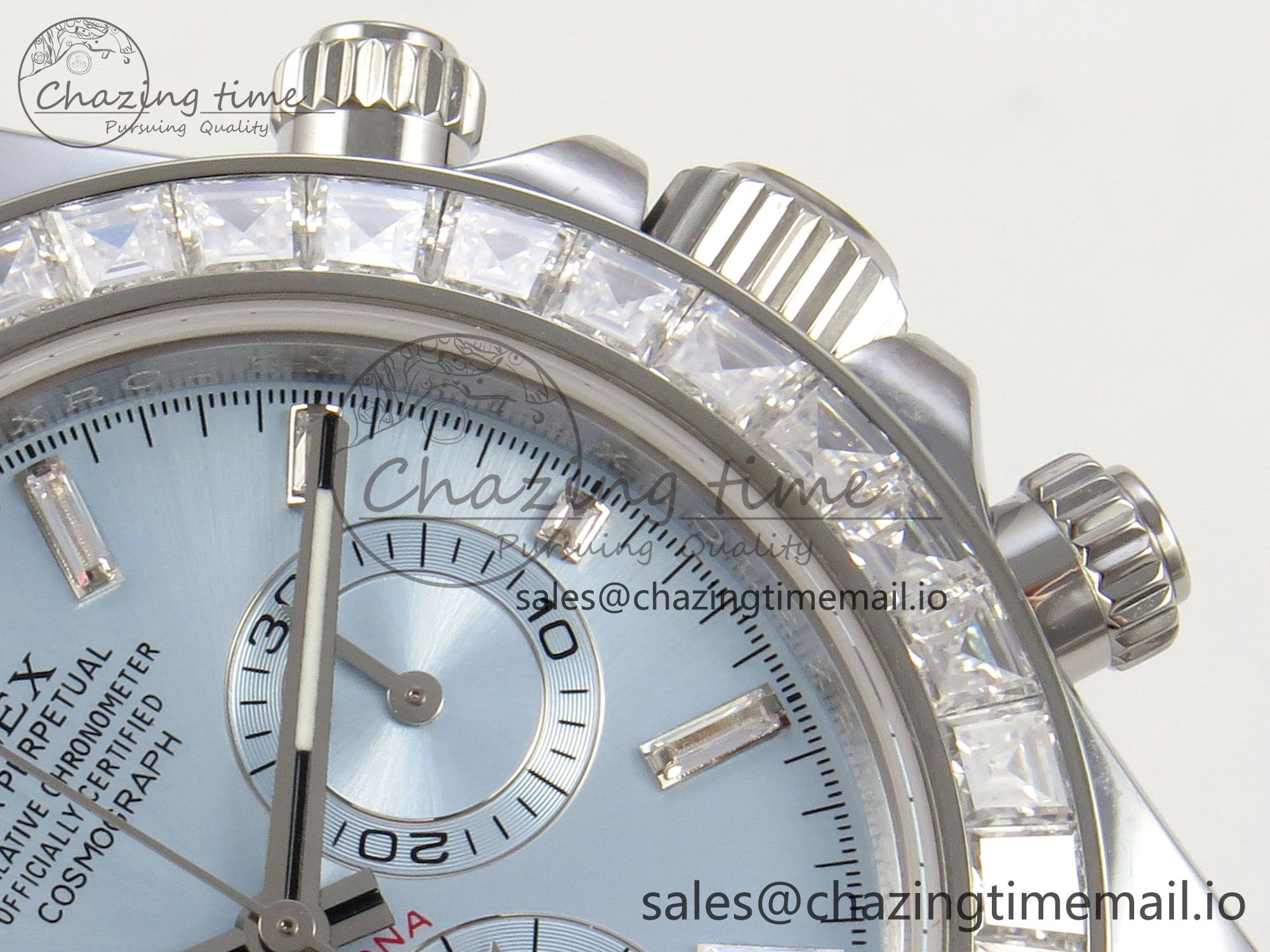 Daytona 116576TBR 3CF 1:1 Best Edition diamonds Bezel Ice Blue Dial on SS Bracelet SH4130 V2(Mod Version)