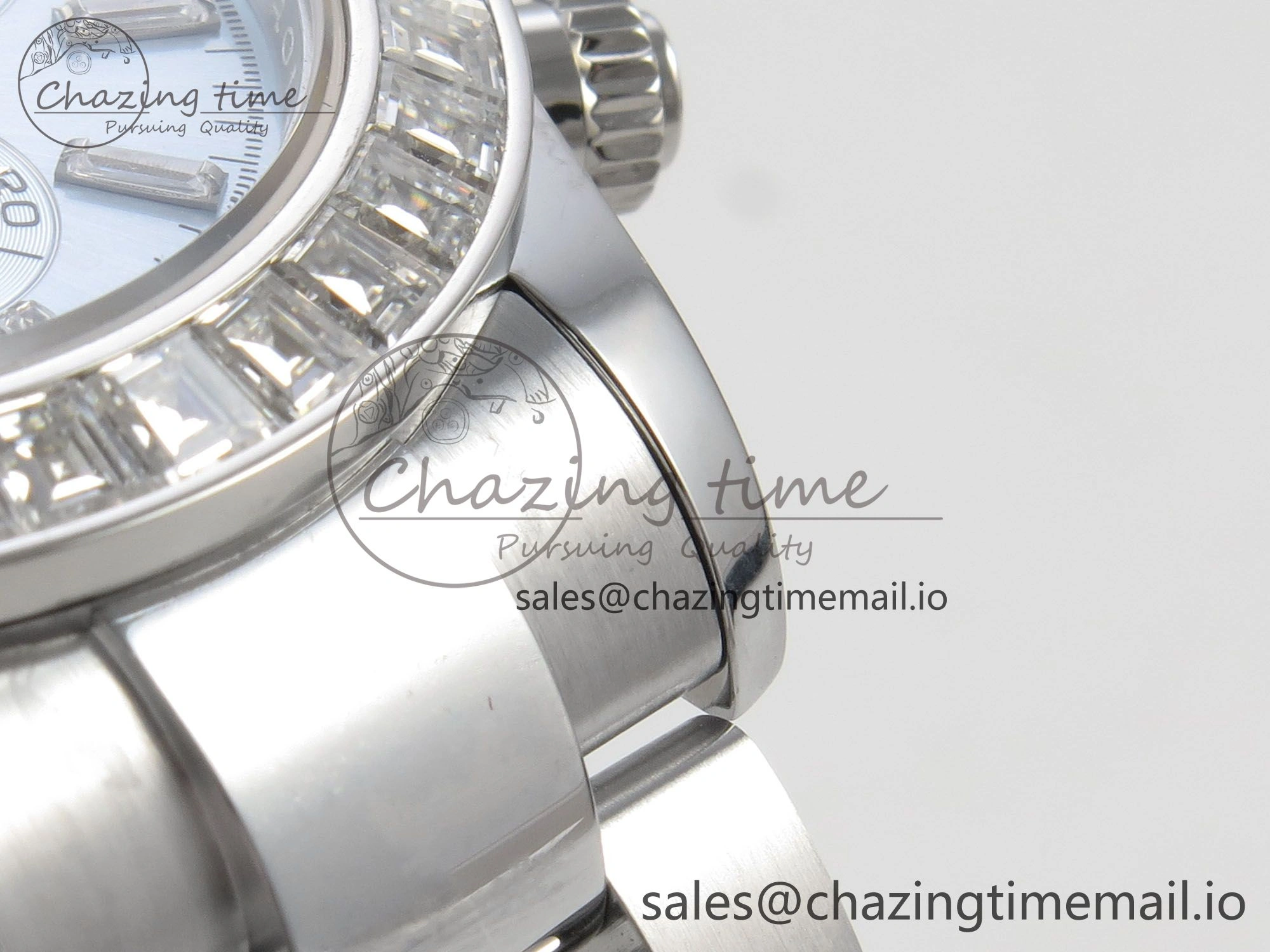 Daytona 116576TBR 3CF 1:1 Best Edition diamonds Bezel Ice Blue Dial on SS Bracelet SH4130 V2(Mod Version)