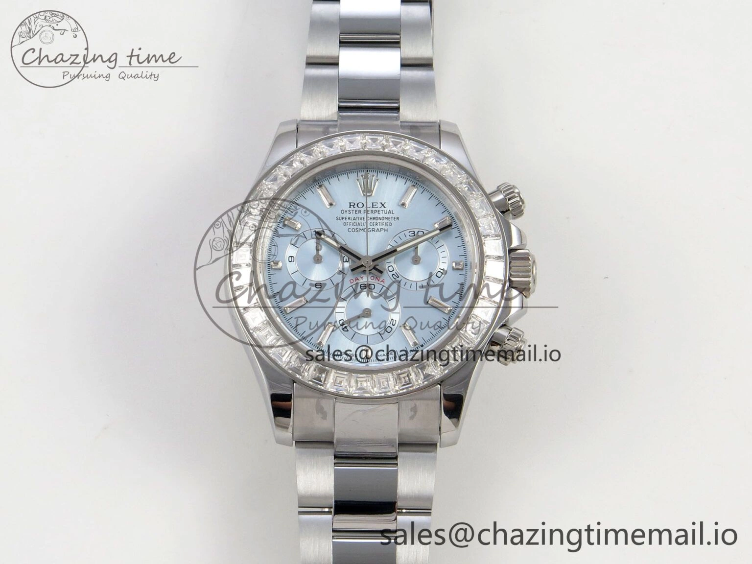 Daytona 116576TBR 3CF 1:1 Best Edition diamonds Bezel Ice Blue Dial on SS Bracelet SH4130 V2(Mod Version)