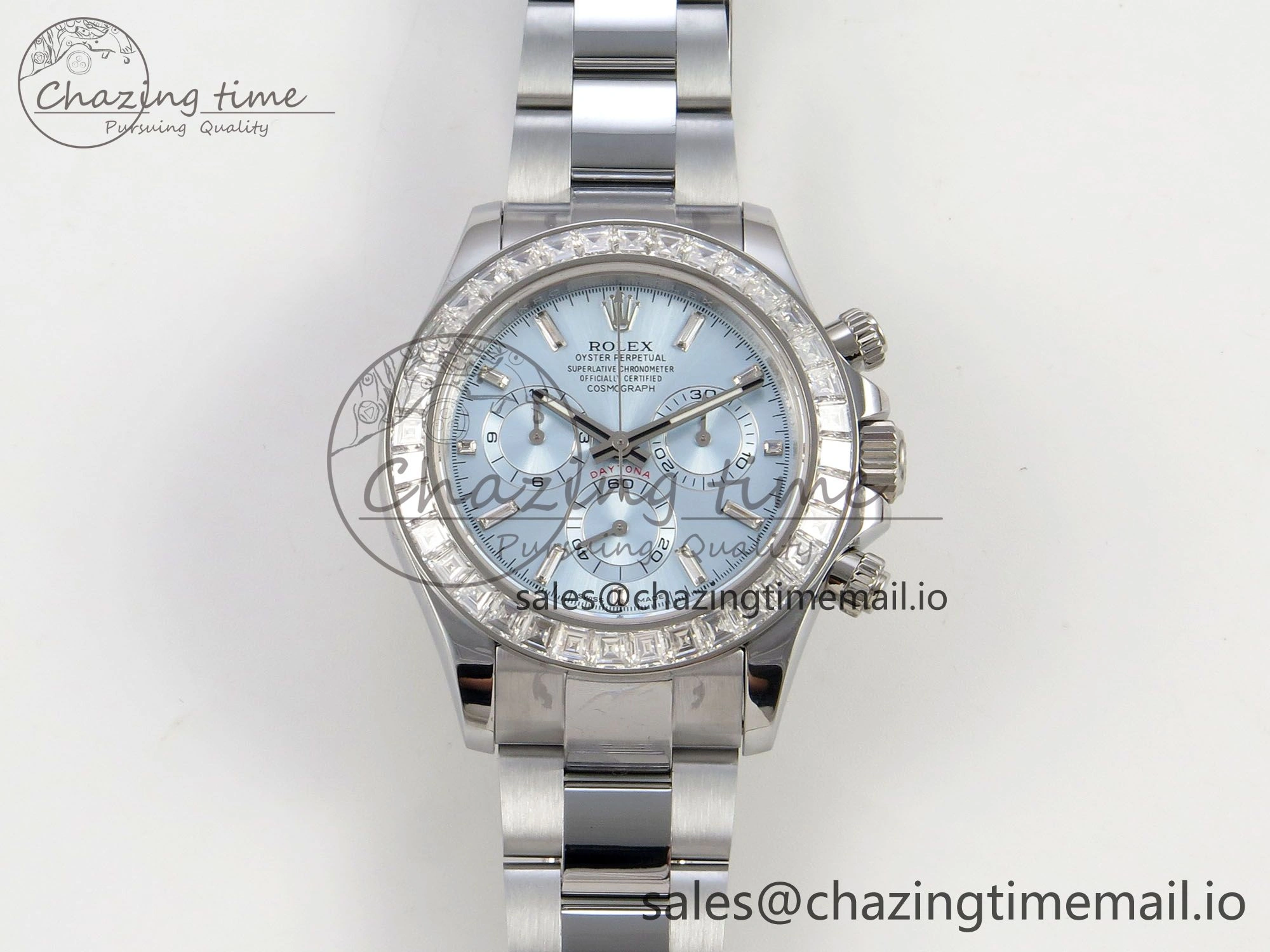 Daytona 116576TBR 3CF 1:1 Best Edition diamonds Bezel Ice Blue Dial on SS Bracelet SH4130 V2(Mod Version)