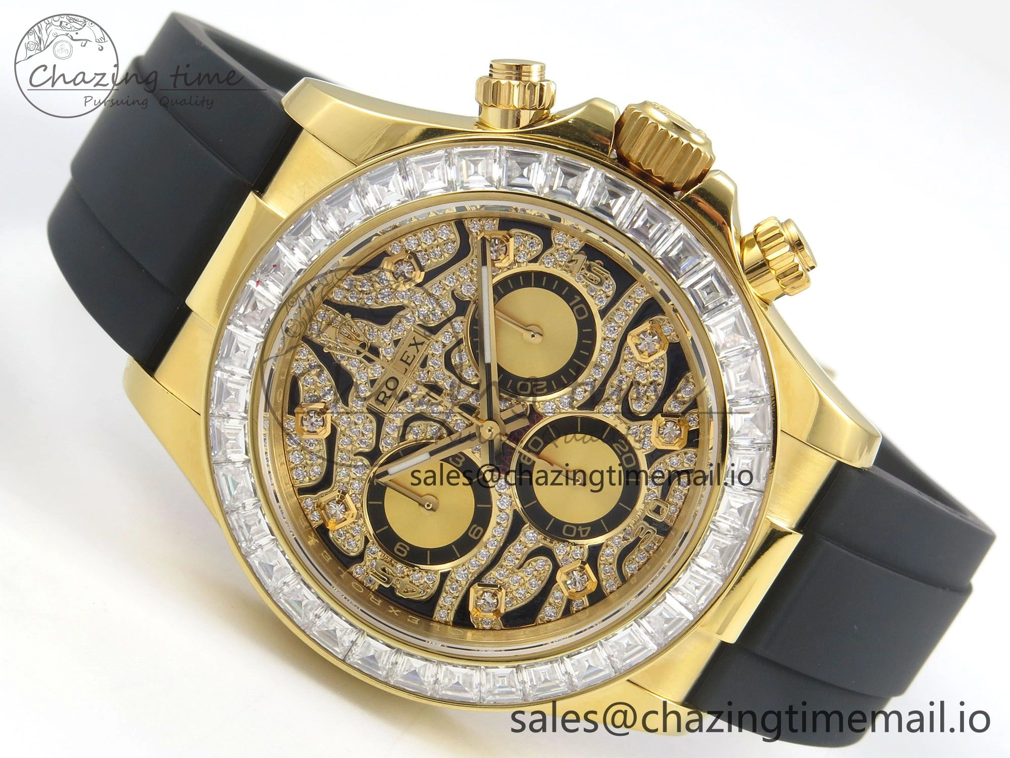 Daytona 116588TBR ‘Eye Of The Tiger’ YG 3CF 1:1 Best Edition Tiger Diamonds Dial on Oysterflex Strap SH4130 V2 (Mod Version)