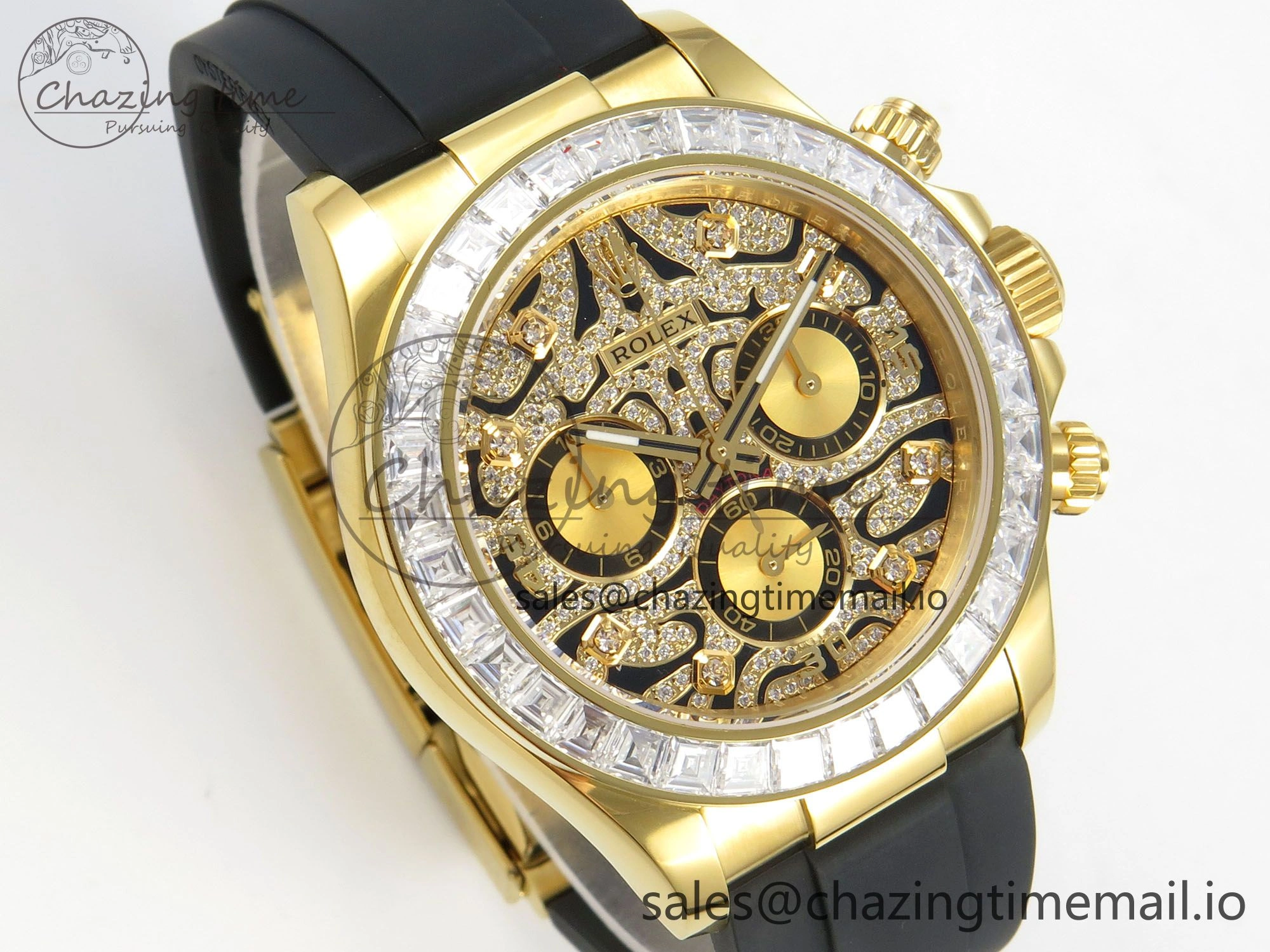 Daytona 116588TBR ‘Eye Of The Tiger’ YG 3CF 1:1 Best Edition Tiger Diamonds Dial on Oysterflex Strap SH4130 V2 (Mod Version)