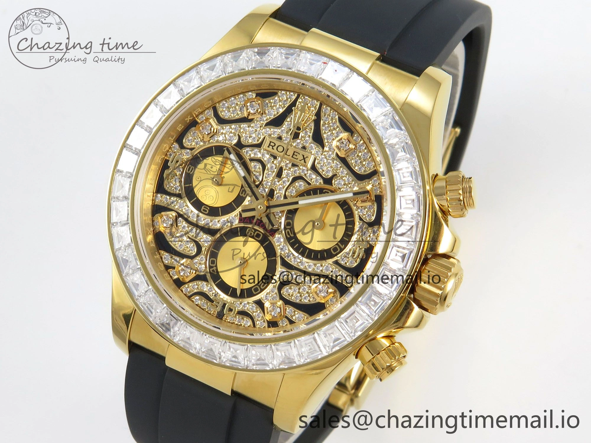 Daytona 116588TBR ‘Eye Of The Tiger’ YG 3CF 1:1 Best Edition Tiger Diamonds Dial on Oysterflex Strap SH4130 V2 (Mod Version)