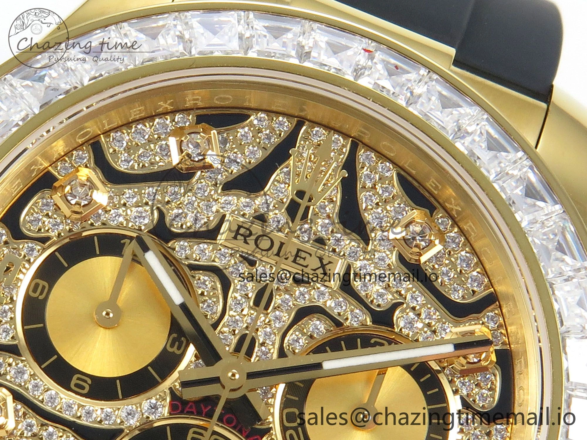 Daytona 116588TBR ‘Eye Of The Tiger’ YG 3CF 1:1 Best Edition Tiger Diamonds Dial on Oysterflex Strap SH4130 V2 (Mod Version)