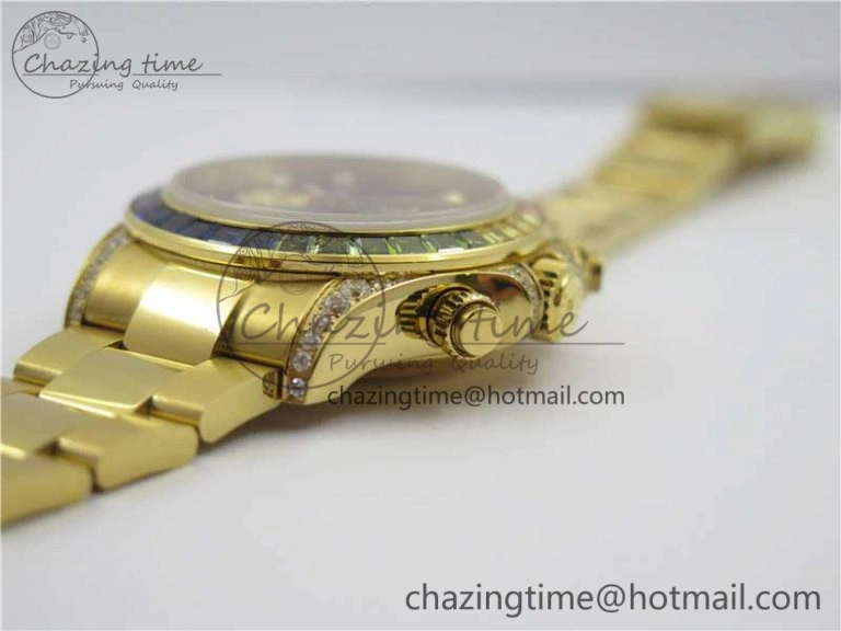 Daytona 116589RBOW YG Rainbow Crystal BLF Best Edition Black Dial on YG Bracelet A4130