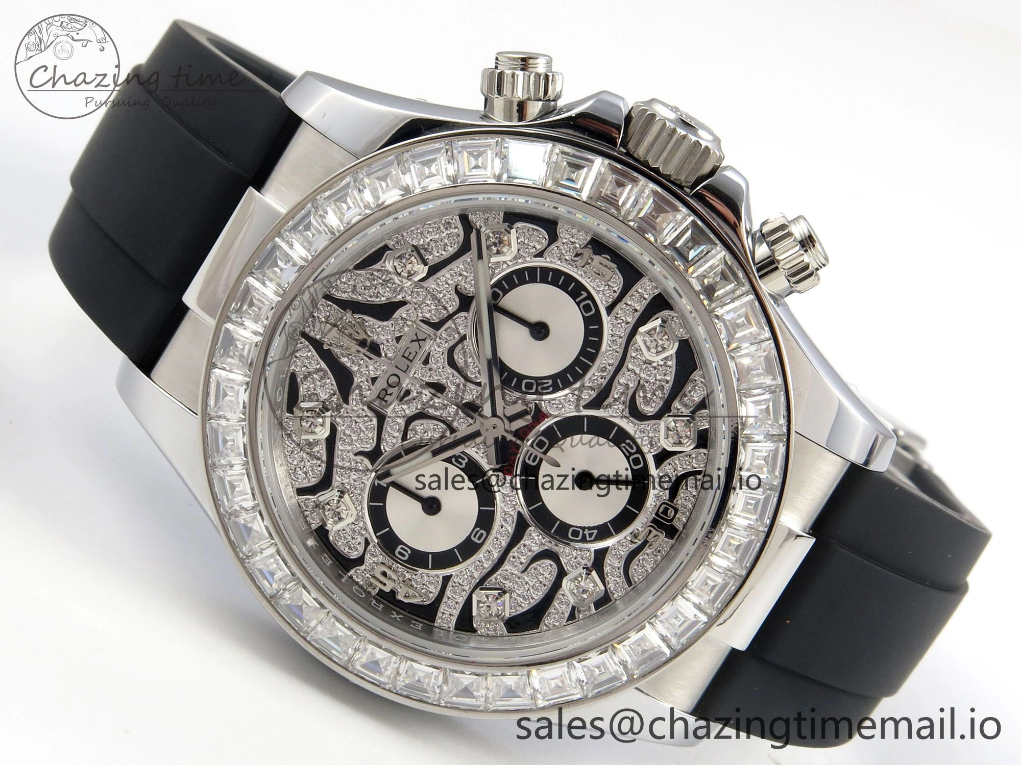 Daytona 116589TBR ‘Eye Of The Tiger’ SS 3CF 1:1 Best Edition Tiger Diamonds Dial on Oysterflex Strap SH4130 V2 (Mod Version)