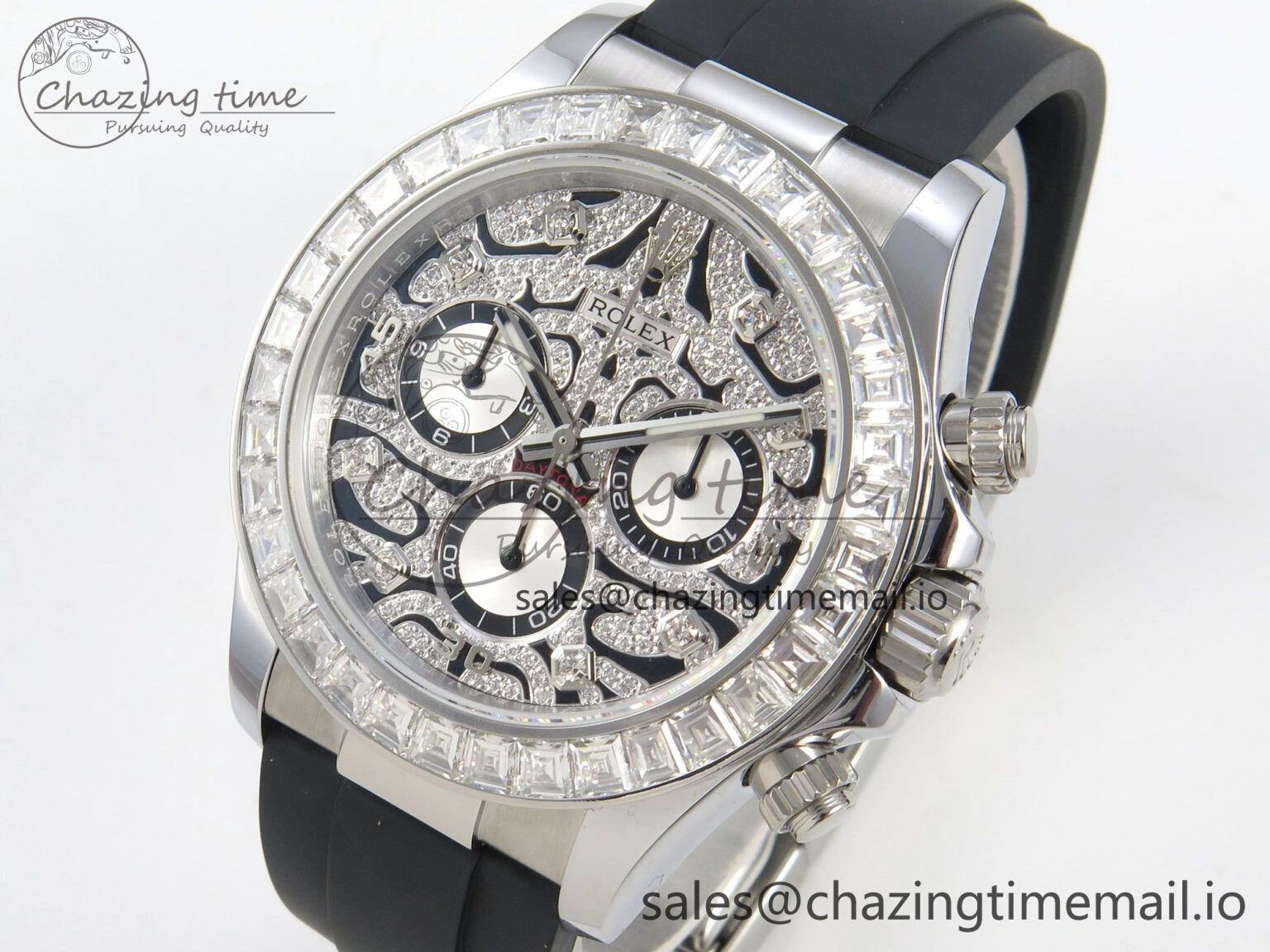 Daytona 116589TBR ‘Eye Of The Tiger’ SS 3CF 1:1 Best Edition Tiger Diamonds Dial on Oysterflex Strap SH4130 V2 (Mod Version)