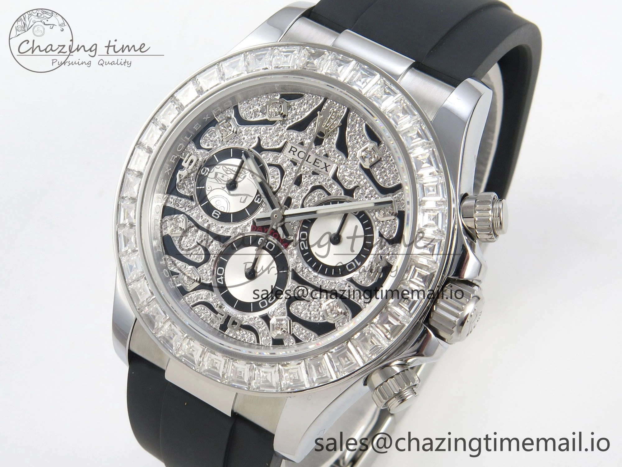 Daytona 116589TBR ‘Eye Of The Tiger’ SS 3CF 1:1 Best Edition Tiger Diamonds Dial on Oysterflex Strap SH4130 V2 (Mod Version)