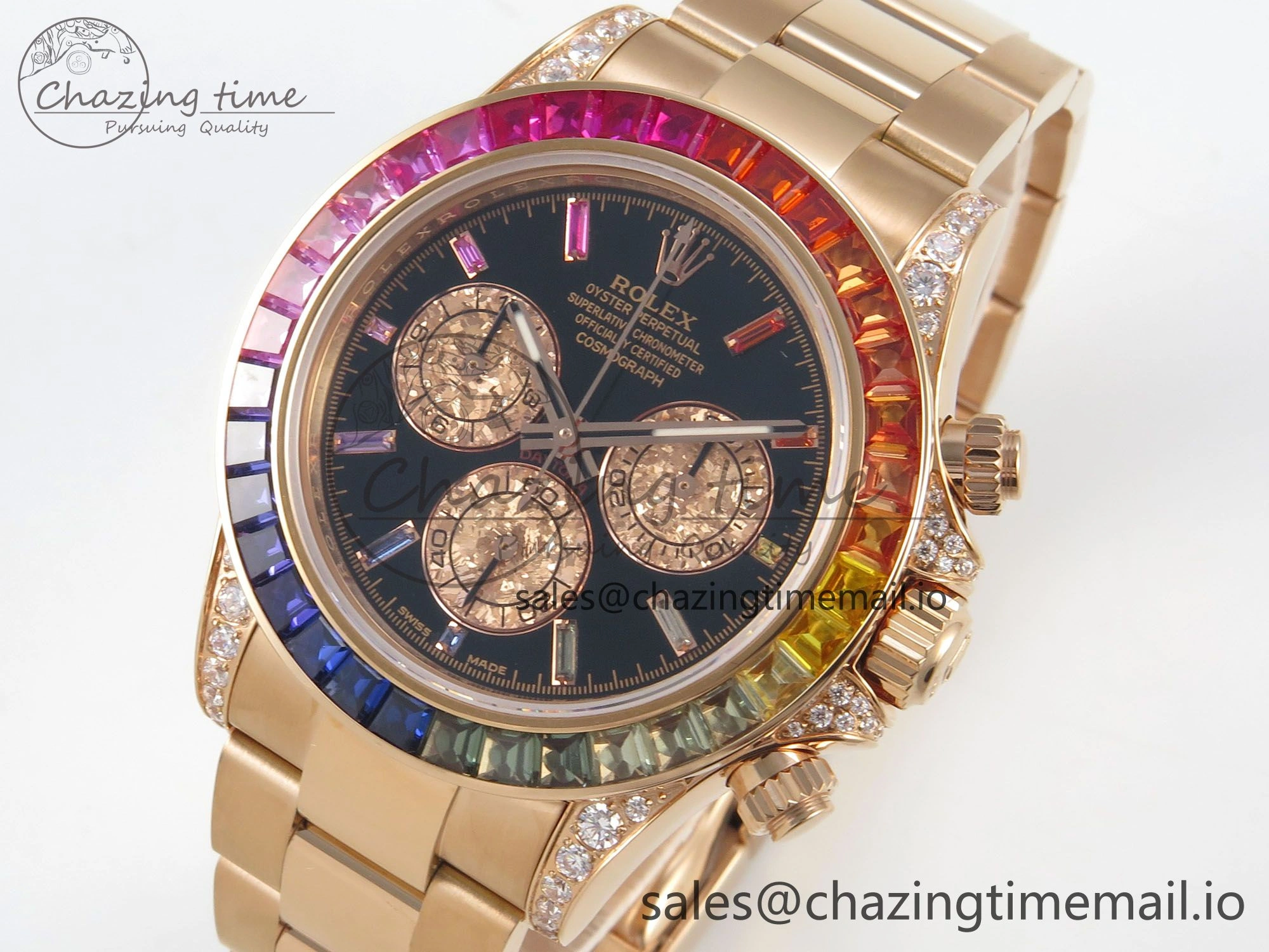 Daytona 116595 RBOW Rainbow IPKF Best Edition Black RG Dial on RG Bracelet DD4130