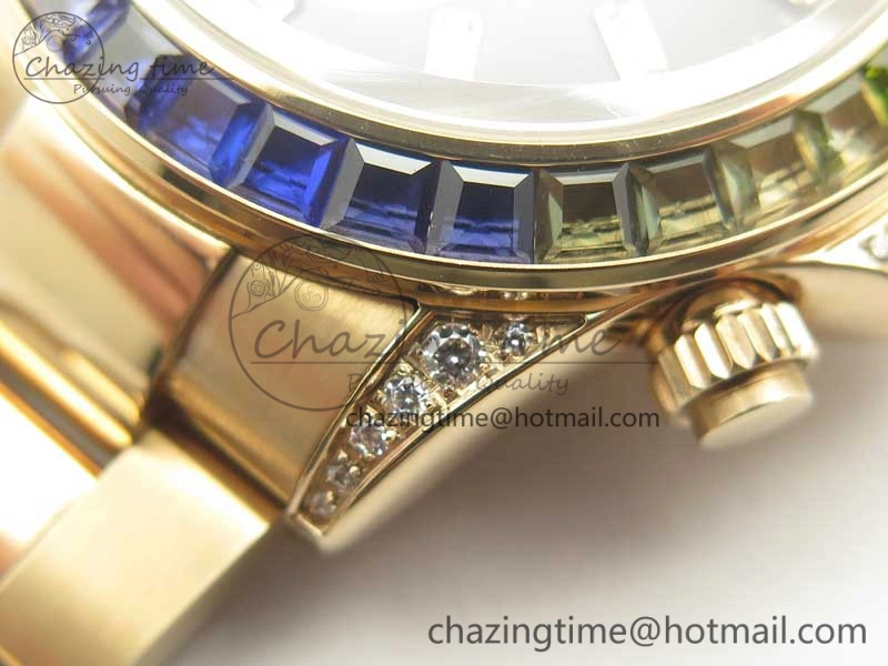 Daytona 116595RBOW RG Rainbow Crystal BLF Best Edition Black Dial on RG Bracelet A4130