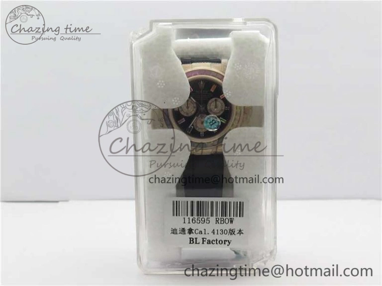 Daytona 116595RBOW RG Rainbow Crystal BLF Best Edition Black Dial on Rubber Strap A4130