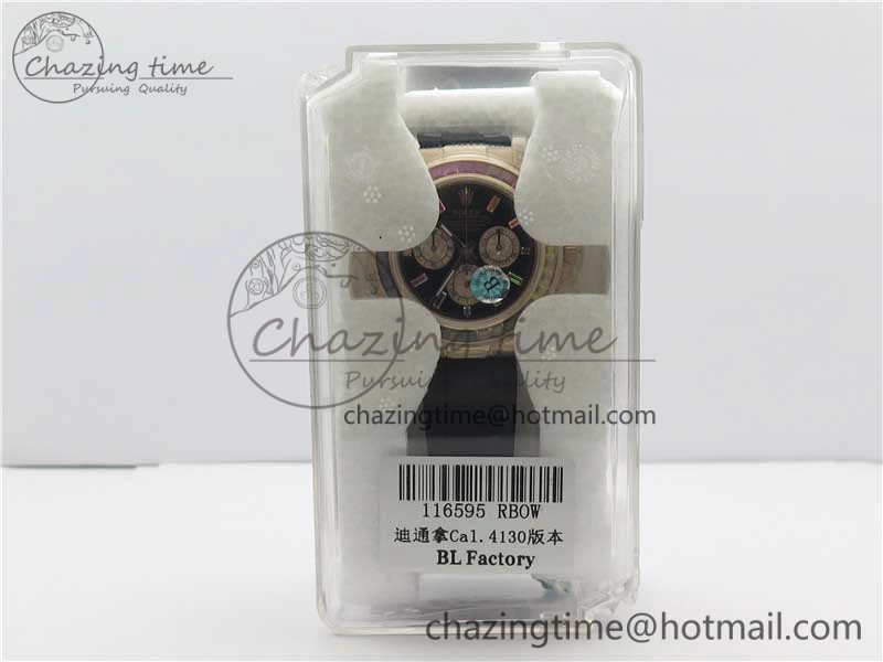 Daytona 116595RBOW RG Rainbow Crystal BLF Best Edition Black Dial on Rubber Strap A4130