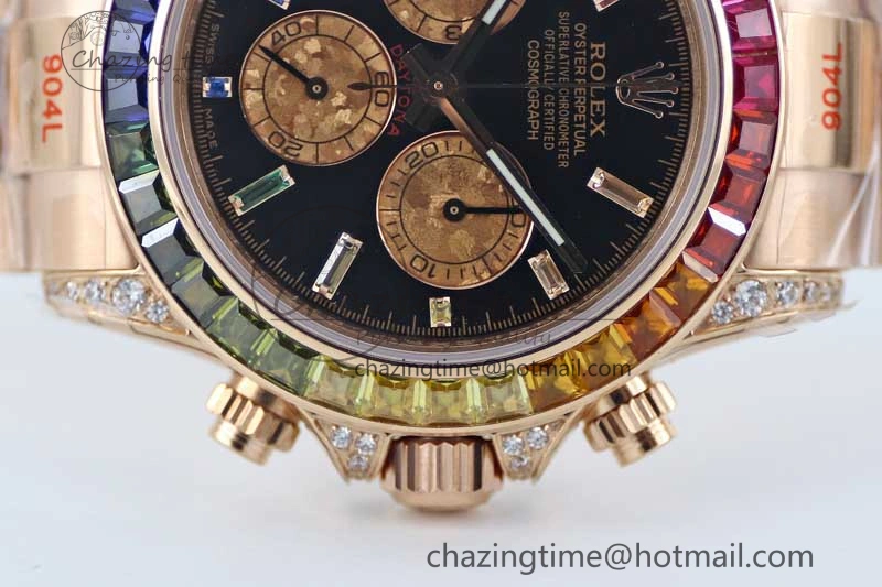 Daytona 116595RBOW RG TWF 1:1 Best Edition 904L Steel Black RG Dial on RG Bracelet A7750