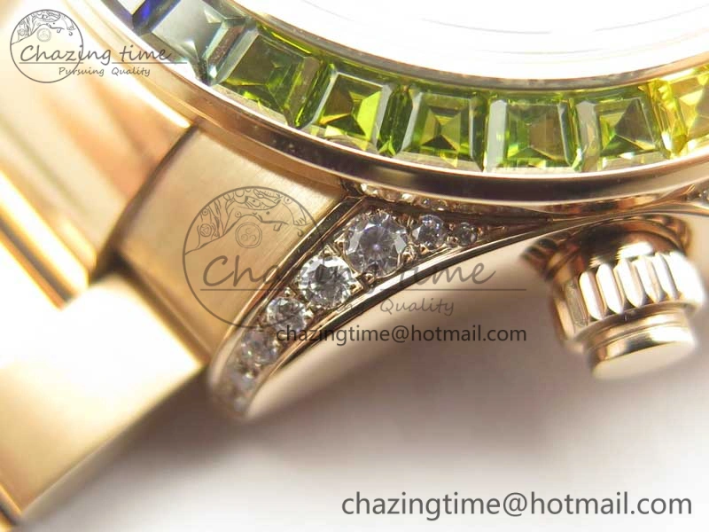 Daytona 116595RBOW Rainbow Crystal BP Maker Black Dial on RG Bracelet A4130