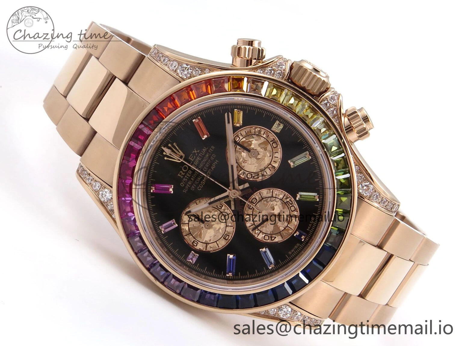 Daytona 116595RBOW Rainbow ZF 1:1 Best Edition Black Diamonds Dial on RG Bracelet SH4130
