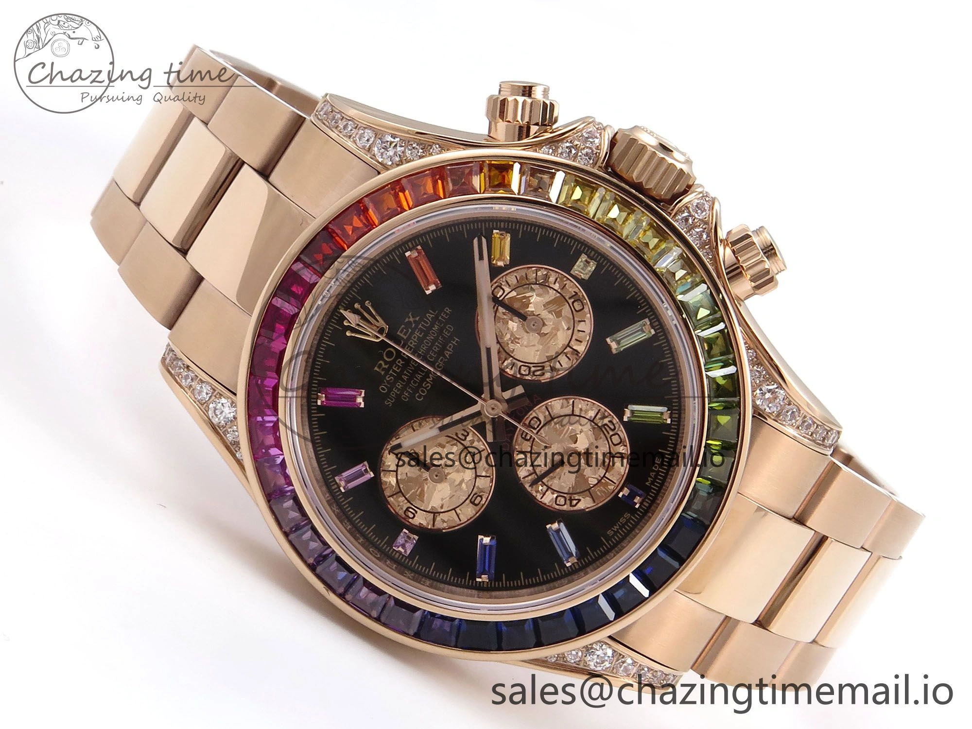 Daytona 116595RBOW Rainbow ZF 1:1 Best Edition Black Diamonds Dial on RG Bracelet SH4130