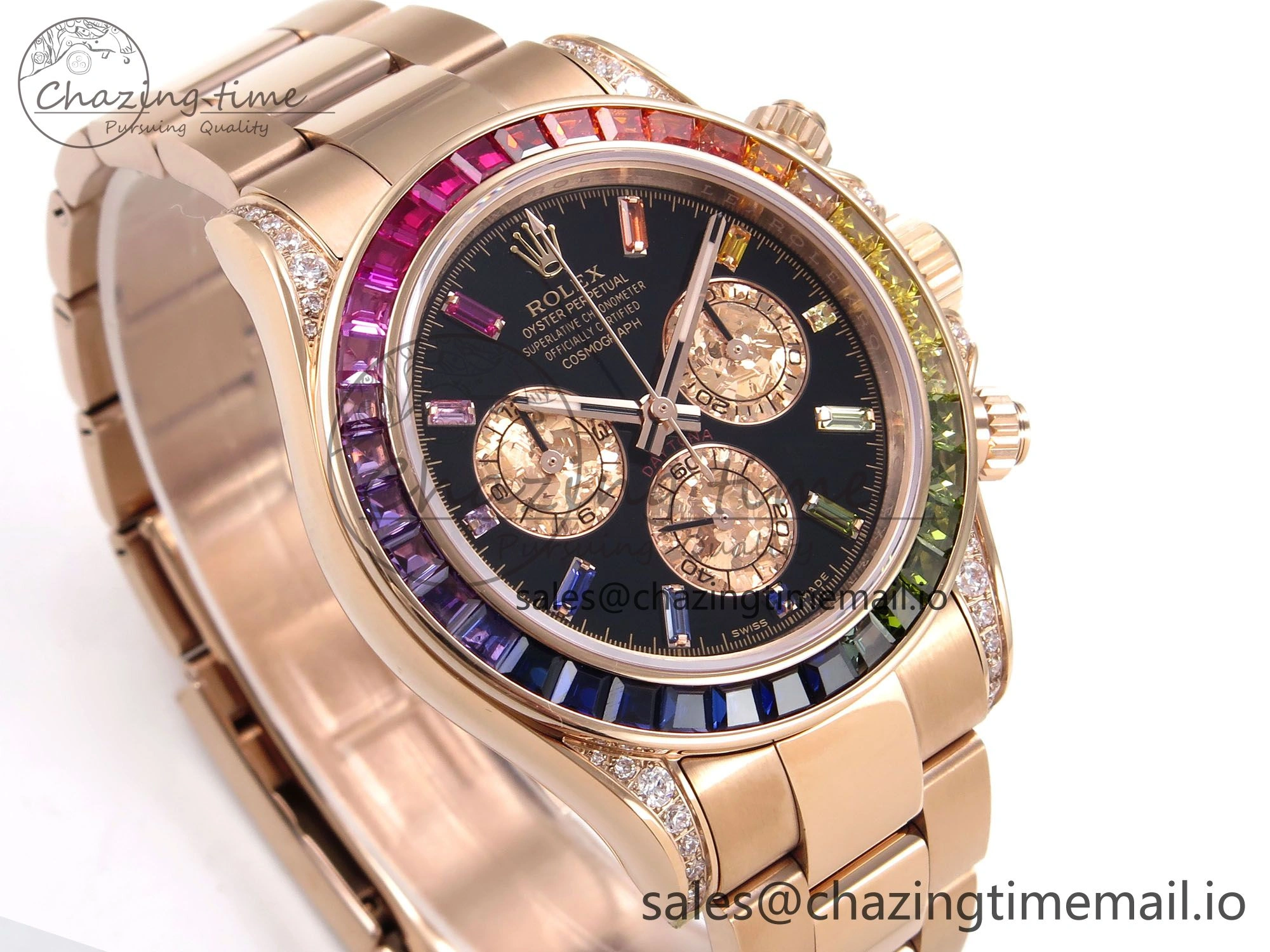 Daytona 116595RBOW Rainbow ZF 1:1 Best Edition Black Diamonds Dial on RG Bracelet SH4130