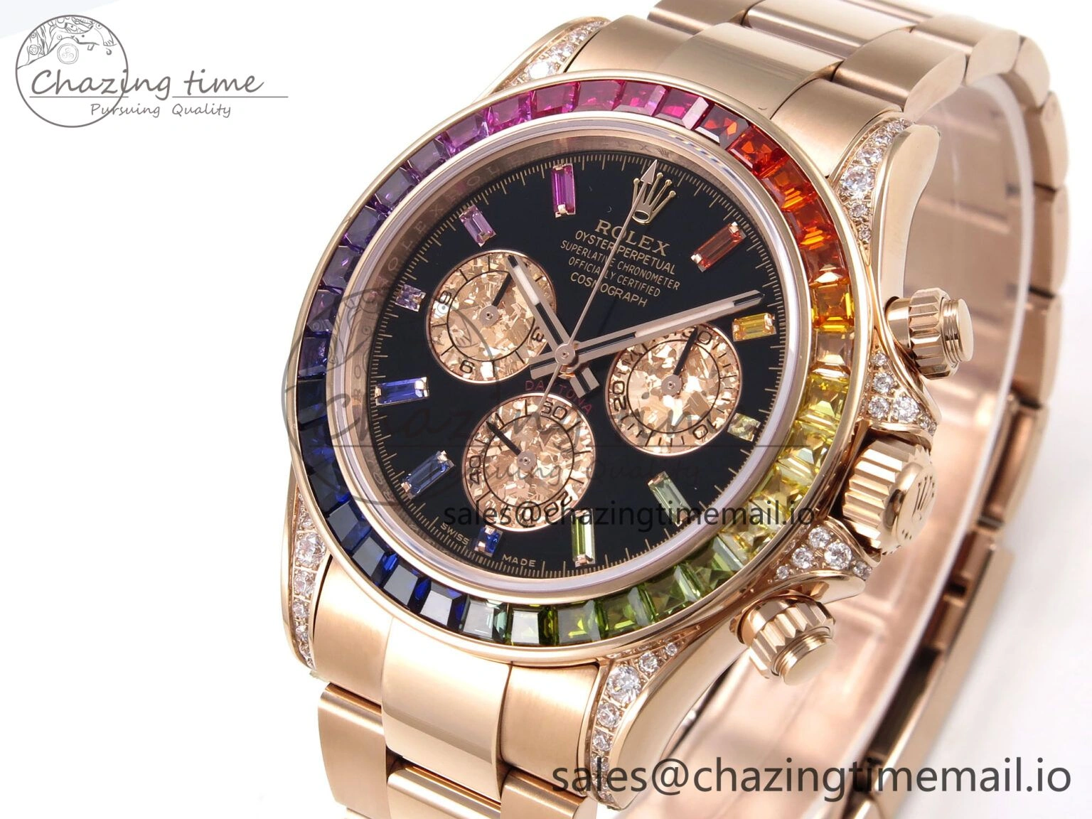Daytona 116595RBOW Rainbow ZF 1:1 Best Edition Black Diamonds Dial on RG Bracelet SH4130