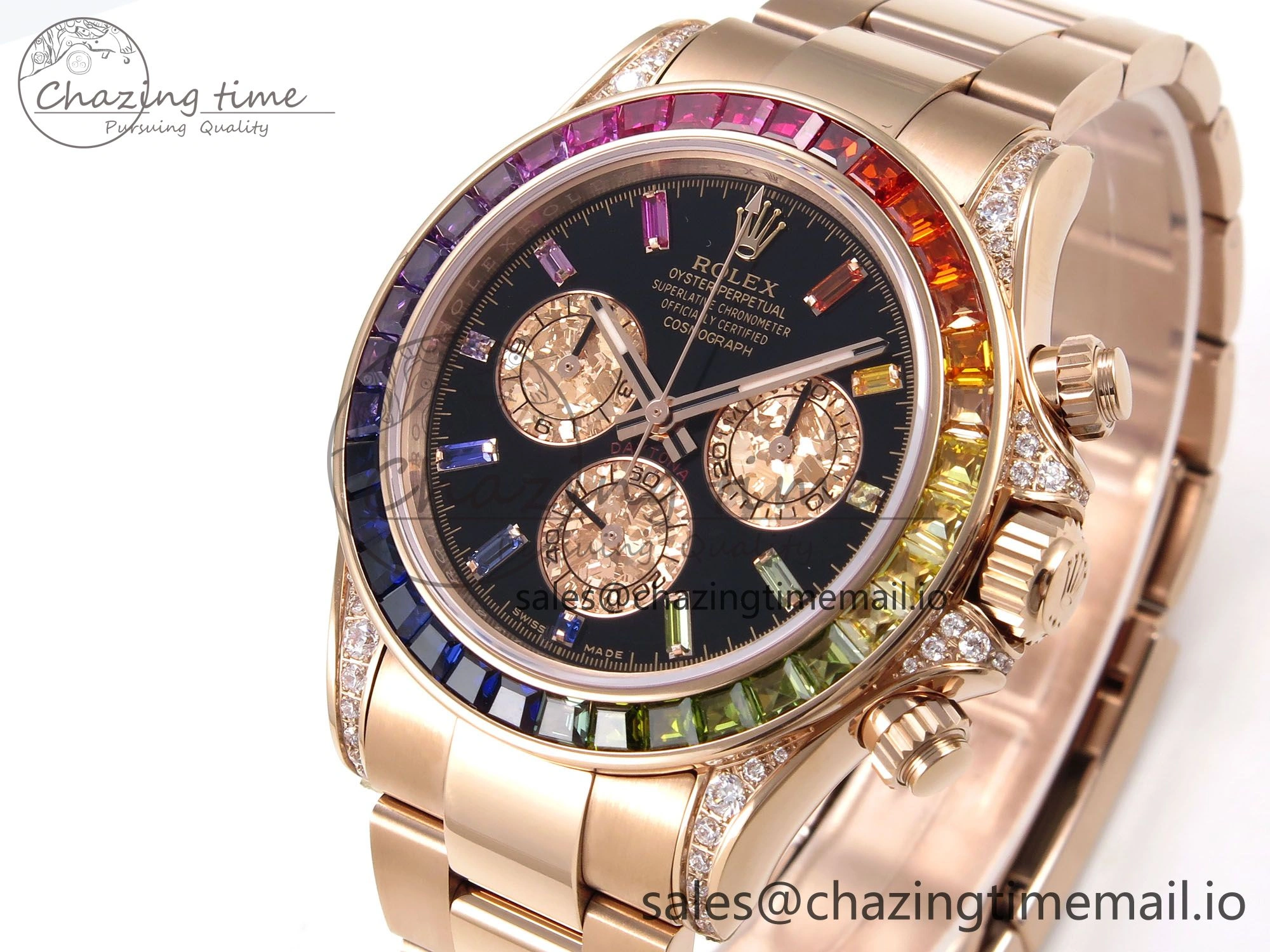 Daytona 116595RBOW Rainbow ZF 1:1 Best Edition Black Diamonds Dial on RG Bracelet SH4130