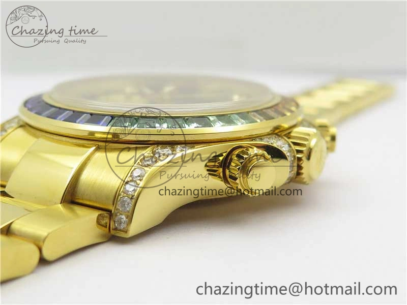 Daytona 116598 Wrapped YG Case and Bracelet WWF 1:1 Best Edition YG Dial Real Diamond Markers On YG Bracelet SA4130