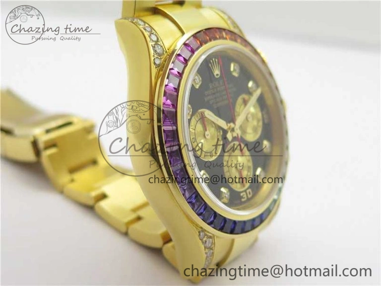 Daytona 116598 Wrapped YG Case and Bracelet WWF 1:1 Best Edition YG Dial Real Diamond Markers On YG Bracelet SA4130