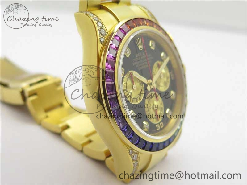 Daytona 116598 Wrapped YG Case and Bracelet WWF 1:1 Best Edition YG Dial Real Diamond Markers On YG Bracelet SA4130