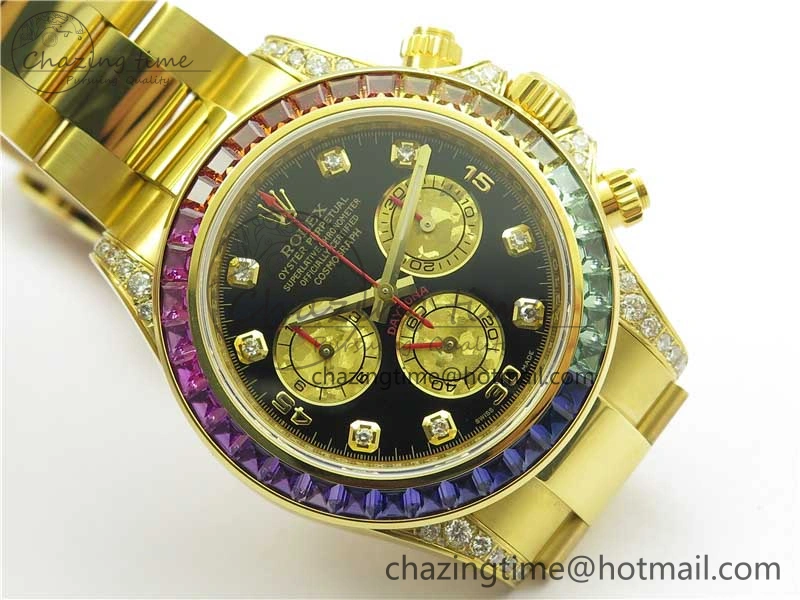 Daytona 116598 Wrapped YG Case and Bracelet WWF 1:1 Best Edition YG Dial Real Diamond Markers On YG Bracelet SA4130