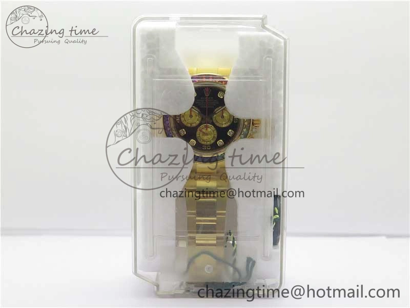 Daytona 116598 Wrapped YG Case and Bracelet WWF 1:1 Best Edition YG Dial Real Diamond Markers On YG Bracelet SA4130