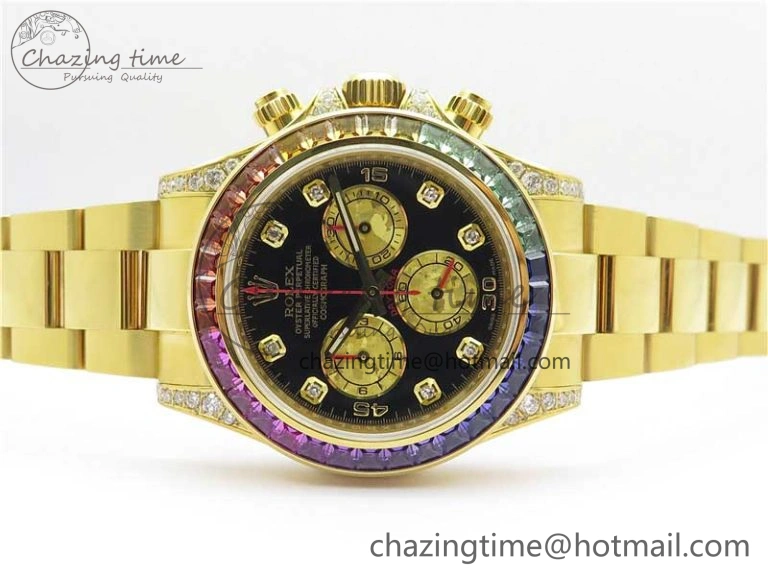 Daytona 116598 Wrapped YG Case and Bracelet WWF 1:1 Best Edition YG Dial Real Diamond Markers On YG Bracelet SA4130