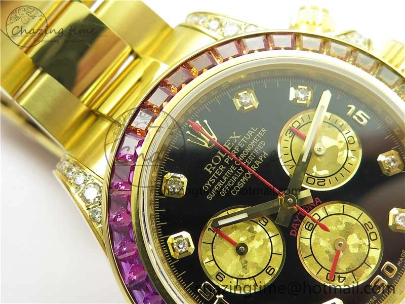 Daytona 116598 Wrapped YG Case and Bracelet WWF 1:1 Best Edition YG Dial Real Diamond Markers On YG Bracelet SA4130