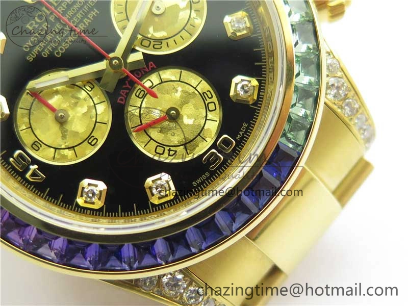 Daytona 116598 Wrapped YG Case and Bracelet WWF 1:1 Best Edition YG Dial Real Diamond Markers On YG Bracelet SA4130