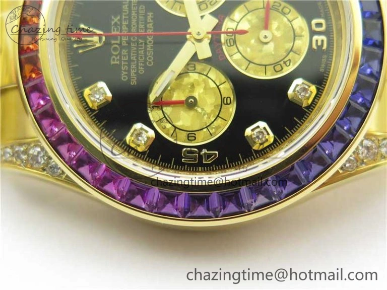 Daytona 116598 Wrapped YG Case and Bracelet WWF 1:1 Best Edition YG Dial Real Diamond Markers On YG Bracelet SA4130