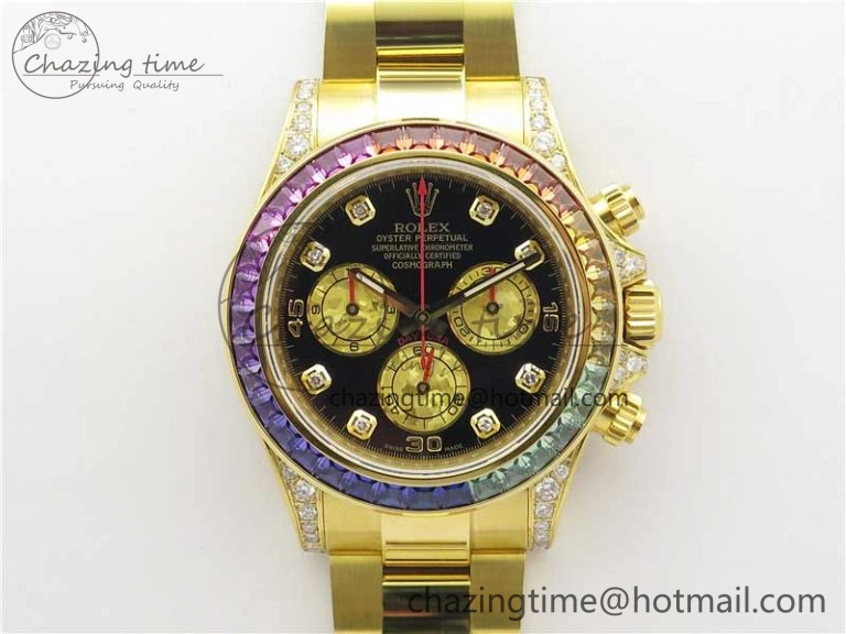 Daytona 116598 Wrapped YG Case and Bracelet WWF 1:1 Best Edition YG Dial Real Diamond Markers On YG Bracelet SA4130